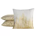 Poszewka na poduszkę 45x45 cm z dodatkiem lnu naturalno, złota z błyszczącym nadrukiem IMANI