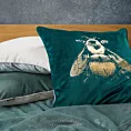 Poszewka na poduszkę 45x45 cm welwetowa beżowa, dwustronna z nadrukiem złocistej pszczoły BLINK 41