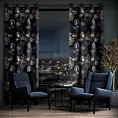 Zasłona czarno, popielata z tkaniny welwetowej 140x250 cm przelotka - PEONIA 2 - Limited Collection