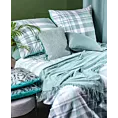 Pościel 160x200 cm flanelowa kolor miętowy, jasnoszary w klasyczną kratę MONTENEGRO Terra Collection