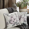 Poszewka na poduszkę 45x45 cm welwetowa, kremowo fioletowa, dwustronna z motywem kwiatów Eurofirany Premium
