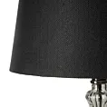Lampa stołowa do salonu czarno, srebrna REMI z kryształową podstawą i matowym abażurem