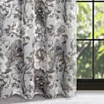 Zasłona popielato, biała w duże kwiaty z etaminy 140x250 cm przelotka - SANDRA
