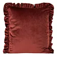 Poszewka na poduszkę 45x45 cm welwetowa, bordowa zdobiona na brzegach falbanami VELVET 25 Eurofirany Premium