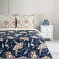 Pościel 140x200 cm bawełniana kolor granatowy, jasnobeżowy z wzorem kwiatowym NIKA 49