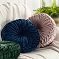 Poduszka okrągła dekoracyjna średnica 40 cm granatowa tylowo umarszczona VELVET