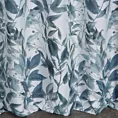 Zasłona biało, turkusowa ze wzorem kwiatowym 140x270 cm taśma/szelki - FIONA