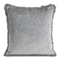 Poszewka na poduszkę 45x45 cm srebrna z szenilowej nici zdobiona subtelnymi frędzlami ADIA
