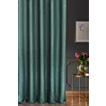 Zasłona szyta na taśmie 5 cm ciemnozielona z tkaniny z dodatkiem połyskującej nici, z widocznym ozdobnym splotem
