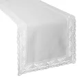 Bieżnik na stół 40x140 cm biały zdobiony koronką - NATALY