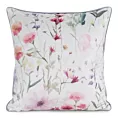 Poszewka na poduszkę 45x45 cm welwetowa, biało różowa z nadrukiem pastelowych kwiatów VELVET 152 Eurofirany Premium