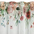Zasłona biało, ciemnoróżowa ze wzorem letnich kwiatów 140x250 cm przelotka - RISA
