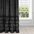 Zasłona welwetowa czarna zdobiona falbanami 140x270 cm taśma - CHARLOTTE