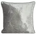 Poszewka na poduszkę 45x45 cm welwetowa, srebrna zdobiona wzorem z kryształków i srebrnym sznurem na brzegach ROYAL 10