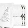 Ręcznik kąpielowy świąteczny 70x140 cm bawełniany kolor biały,srebrny z aplikacją choinki ze złotych kryształków 480 g/m2 EVE