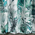 Zasłona biało, zielona w liście z tkaniny 140x270 cm taśma - ADELINE - Diva Line
