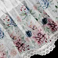Zazdrostka biało, różowa z etaminy zdobiona nadrukiem kwiatów i koronką 150x30 cm tunel DORA