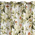Zasłona biało, oliwkowa w kwiaty z tkaniny welwetowej 140x250 cm przelotka ALEA