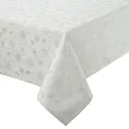 Obrus kremowy 135x180 cm z żakardowej tkaniny FLASH świąteczny z motywem jasnozłotych śnieżynek