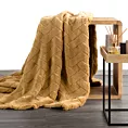 Narzuta na fotel-koc flano 70x160 cm miodowa zdobiona wytłaczanym wzorem CARO Design 91
