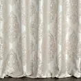 Zasłona szyta na tunelu jasnobeżowo beżowa tkanina w ornamentowy wzór, z dodatkiem połyskującej nici