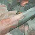 Zasłona miętowa w różowe róże z efektem akwareli z etaminy 140x250 cm przelotka INKA