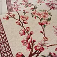 Obrus naturalno, różowy 140x180 cm THAI gobelinowy zdobiony motywem inspirowanym japońskim kwiatem wiśni