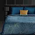 Koc 150x200 cm granatowo, złocisty zdobiony złocistym motywem liści bananowca MUSA 2 Limited collection