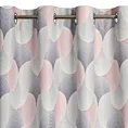 Zasłona szaro, różowa dimout z geometrycznym wzorem 140x250 cm przelotka - ASETA