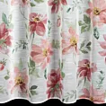 Zasłona biało, ciemnoróżowa zdobiona nadrukiem kwiatów 140x250 cm przelotka - DEBI