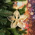 Ozdoba choinkowa śnieżynka w stylu eko zdobiona delikatnymi drobinkami brokatu
