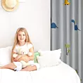 Zasłona srebrno, zielona w dinozaury do pokoju dziecięcego 140x250 cm przelotka - DINO