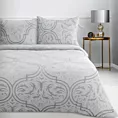 Pościel 220x200 cm z polaru kolor srebrny, stalowy z eleganckim wzorem FLANO