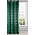 Zasłona zielono, srebrna zaciemniająca ze złotym wzorem geometrycznym 140x250cm przelotka - POLI - Design 91