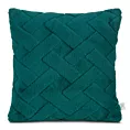Poszewka na poduszkę 45x45 cm ciemnozielona z miękkiego pluszu zdobiona wypukłym wzorem CARO DESIGN 91