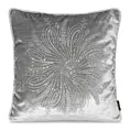 Poszewka na poduszkę 45x45 cm welwetowa, srebrna zdobiona drobnymi kryształkami i srebrnym sznurem na brzegach ROYAL 7