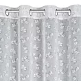 Firana biało, srebrna z etaminy zdobiona nadrukiem kwiatów 140x250 cm przelotka FELINA