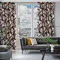 Zasłona welwetowa czarno, beżowa w liście 140x250 cm przelotka - MAGI