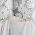 Firana biała z szyfonu zdobiona aplikacją 3D w kwiaty z perełkami 140x270 cm taśma - GISELA