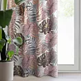 Zasłona pudrowo różowa z motywem liści monstery 140x250 cm przelotka - KORFU