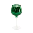 Świecznik szklany VERRE na wysmukłej nóżce z zielonym kielichem