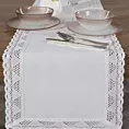 Bieżnik na stół 40x140 cm biały zdobiony koronką - NATALY