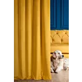Zasłona szyta na flexach ENYA musztardowa z miękkiej półmatowej tkaniny welwetowej
