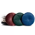 Poduszka okragła średnica 40 cm welwetowa srebrna pikowana VELVET 68