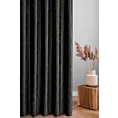 Zasłona szyta na taśmie 5 cm czarna z miękkiej tkaniny welwetowej z efektem kreszowania, wykończona obciążnikiem