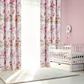 Dekoracja okienna różowa do pokoju dziecięcego z etaminy z nadrukiem z elfami 140x250 cm przelotka - POLLY