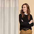 Zasłona kremowa z aplikacją z błyszczącego welwetu 140x250 cm przelotka - AGNES - Design 91