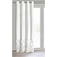 Zasłona welwetowa biała zdobiona falbanami i lśniącymi akcentami 140x250 cm przelotka - CARLI