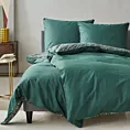 Pościel 220x200 cm z makosatyny bawełnianej kolor ciemnozielony, bordowy ESPRIT