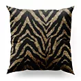 Poszewka szyta czarno złota z szenilowej tkaniny w zwierzęcy wzór przetykany błyszczącą nicią